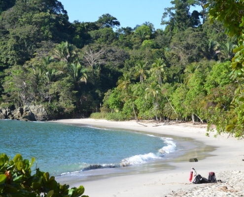 Lagoon and sandy beach in Manuel Antonio National Park, Costa Rica