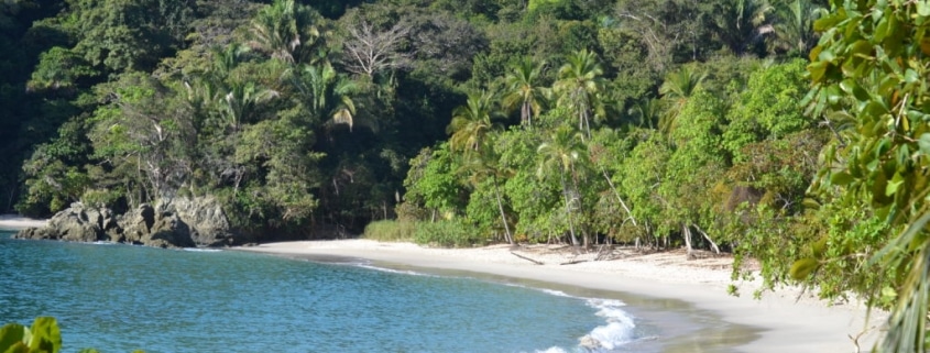 Lagoon and sandy beach in Manuel Antonio National Park, Costa Rica