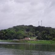 View of a mountaintop island on Panama river cruise