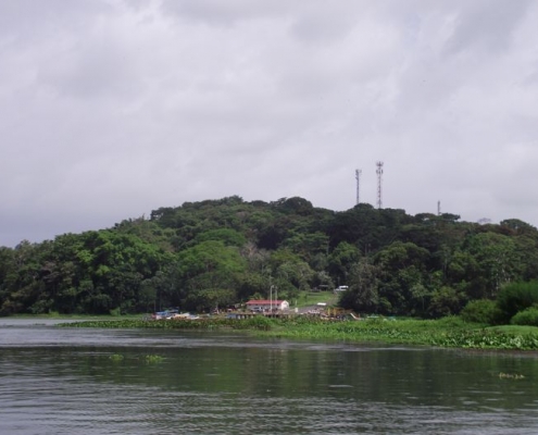 View of a mountaintop island on Panama river cruise