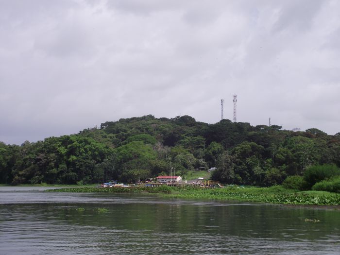 View of a mountaintop island on Panama river cruise