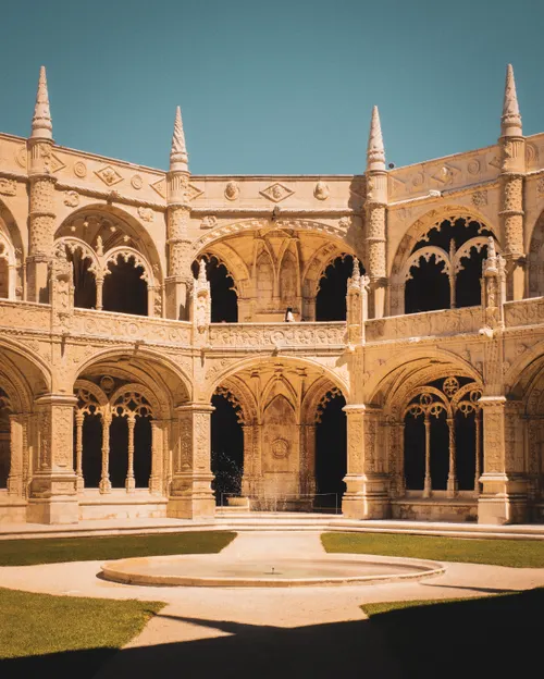 The ornate Manueline architecture of the Jeronimos Monastery in Belem, Lisbon