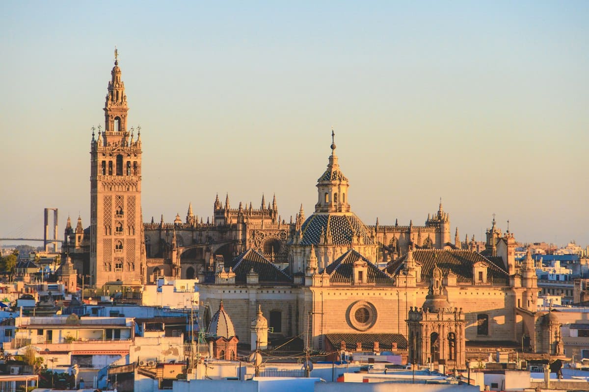 The Seville Cathedral and La Giralda bell tower rising above the city skyline
